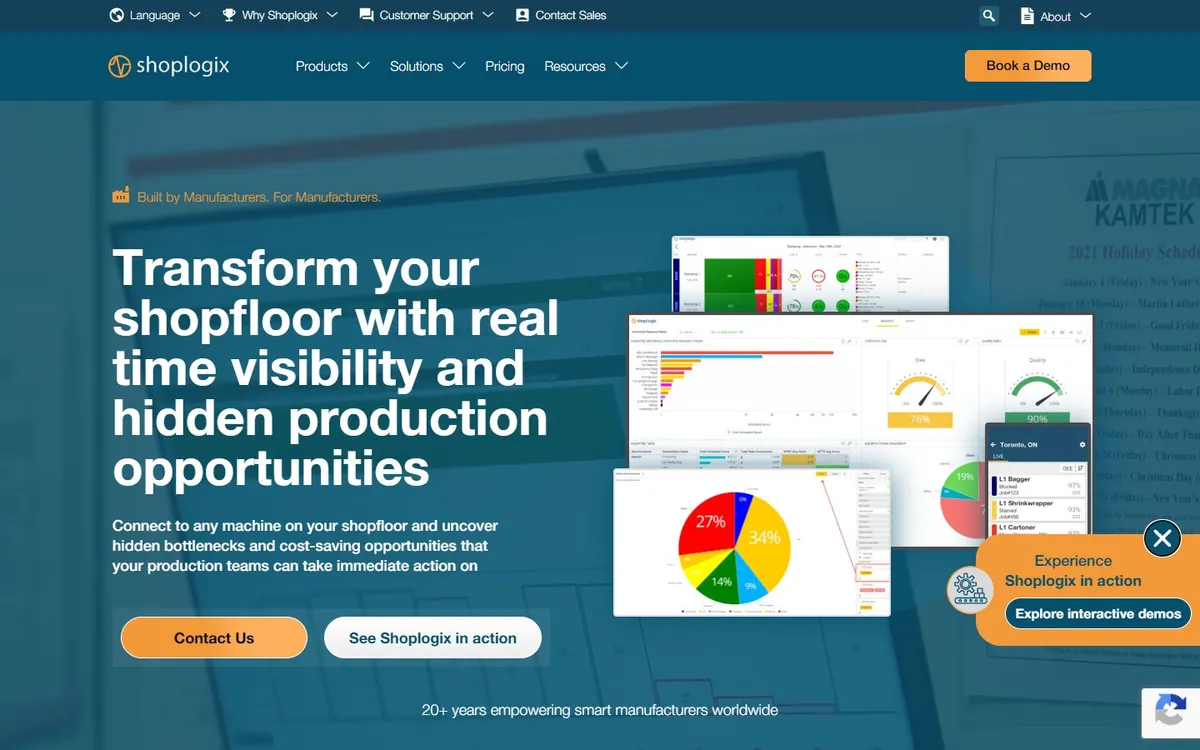 Shoplogix manufacturing dashboard